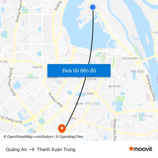 Quảng An to Thanh Xuân Trung map