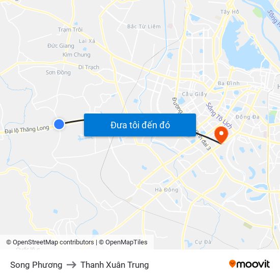 Song Phương to Thanh Xuân Trung map