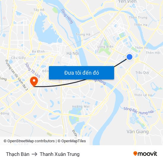 Thạch Bàn to Thanh Xuân Trung map