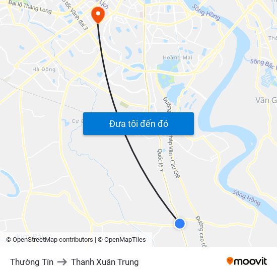 Thường Tín to Thanh Xuân Trung map