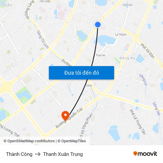 Thành Công to Thanh Xuân Trung map