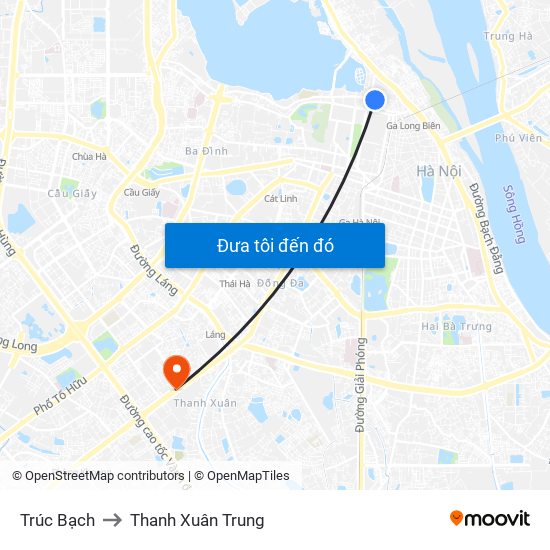 Trúc Bạch to Thanh Xuân Trung map