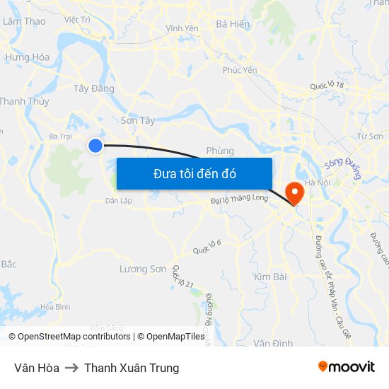 Vân Hòa to Thanh Xuân Trung map