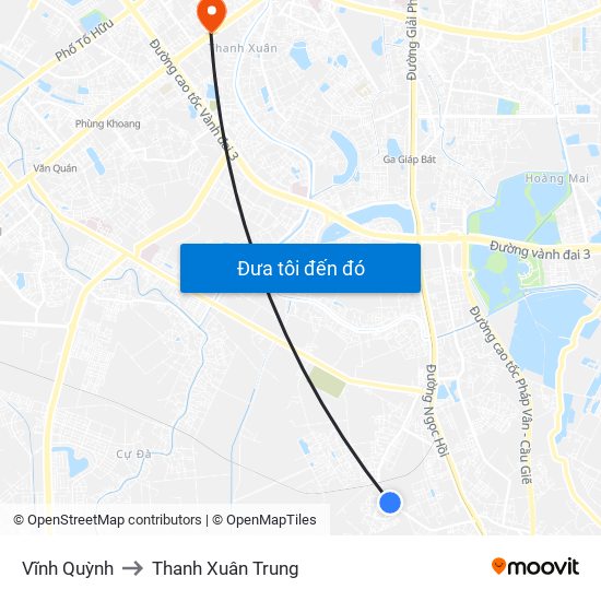 Vĩnh Quỳnh to Thanh Xuân Trung map