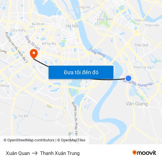 Xuân Quan to Thanh Xuân Trung map