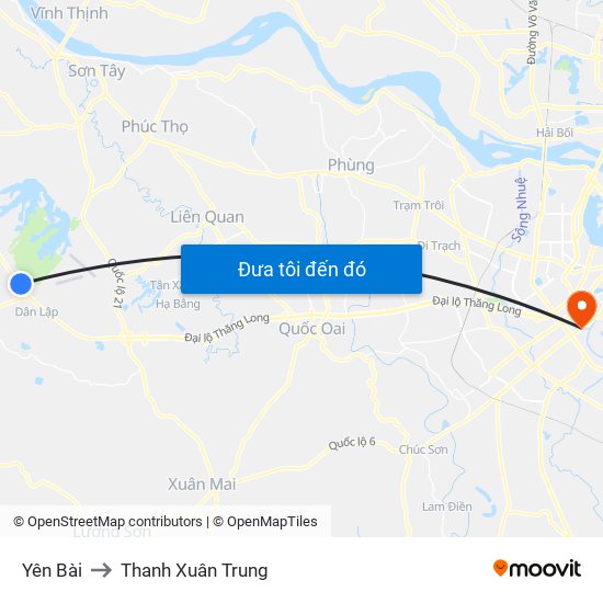 Yên Bài to Thanh Xuân Trung map