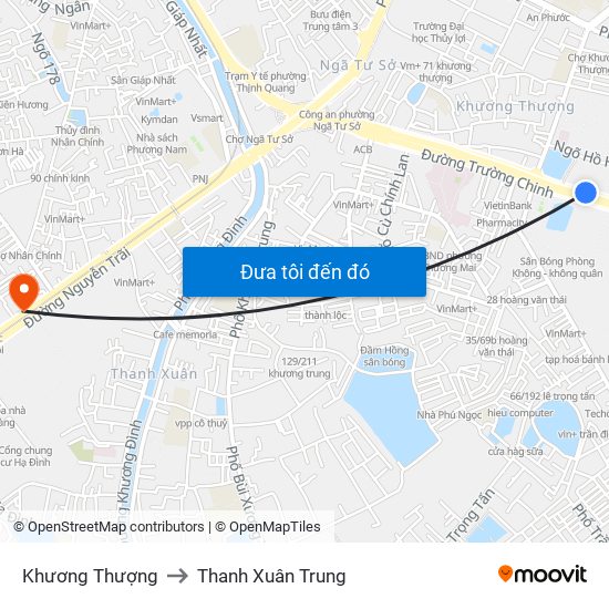 Khương Thượng to Thanh Xuân Trung map