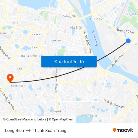 Long Biên to Thanh Xuân Trung map