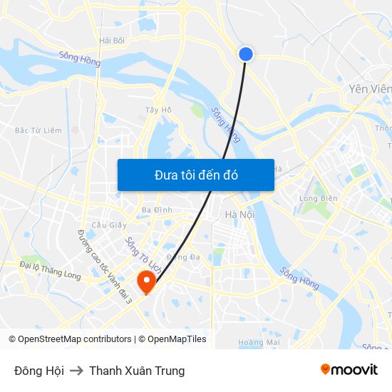 Đông Hội to Thanh Xuân Trung map