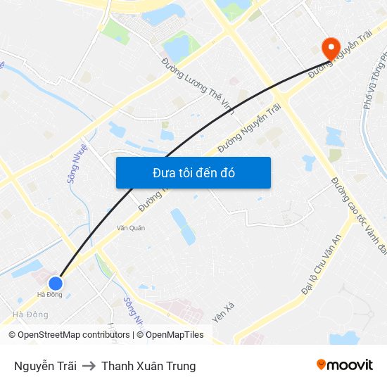 Nguyễn Trãi to Thanh Xuân Trung map