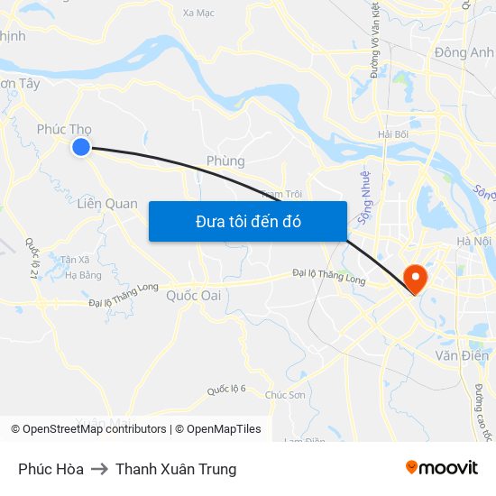 Phúc Hòa to Thanh Xuân Trung map