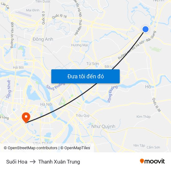 Suối Hoa to Thanh Xuân Trung map