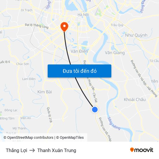 Thắng Lợi to Thanh Xuân Trung map