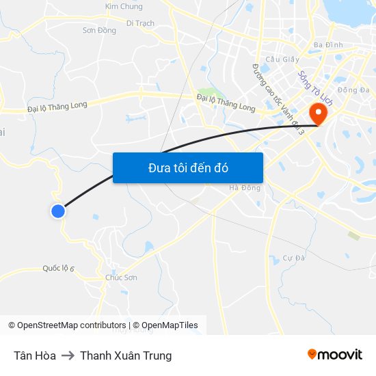 Tân Hòa to Thanh Xuân Trung map
