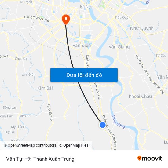 Văn Tự to Thanh Xuân Trung map