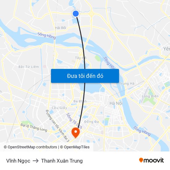 Vĩnh Ngọc to Thanh Xuân Trung map