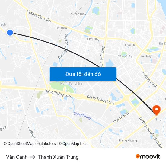 Vân Canh to Thanh Xuân Trung map