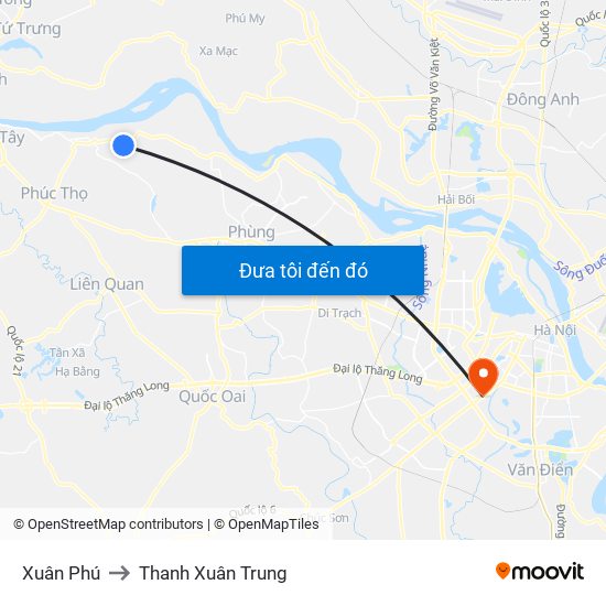 Xuân Phú to Thanh Xuân Trung map