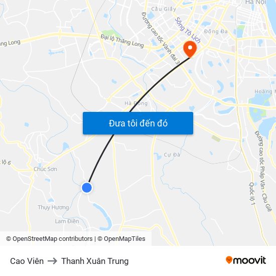 Cao Viên to Thanh Xuân Trung map