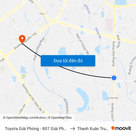 Toyota Giải Phóng - 807 Giải Phóng to Thanh Xuân Trung map