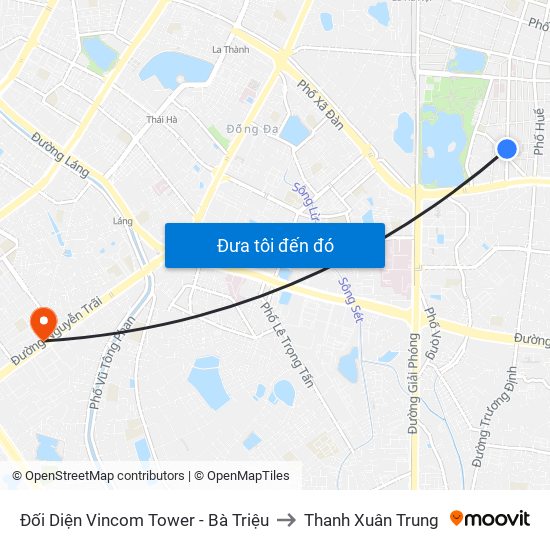 Đối Diện Vincom Tower - Bà Triệu to Thanh Xuân Trung map