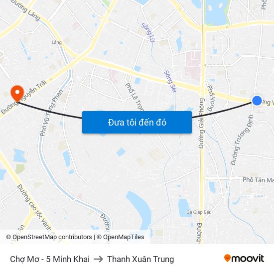 Chợ Mơ - 5 Minh Khai to Thanh Xuân Trung map