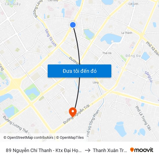 89 Nguyễn Chí Thanh - Ktx Đại Học Luật to Thanh Xuân Trung map