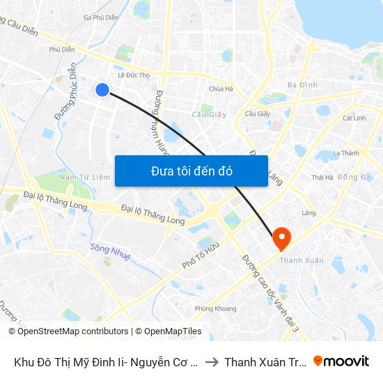 Khu Đô Thị Mỹ Đình Ii- Nguyễn Cơ Thạch to Thanh Xuân Trung map