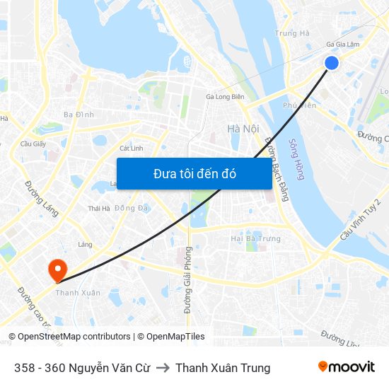 358 - 360 Nguyễn Văn Cừ to Thanh Xuân Trung map