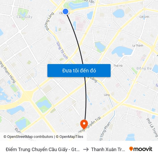 Điểm Trung Chuyển Cầu Giấy - Gtvt 01 to Thanh Xuân Trung map