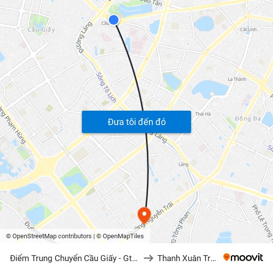 Điểm Trung Chuyển Cầu Giấy - Gtvt 02 to Thanh Xuân Trung map