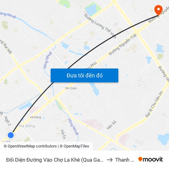 Đối Diện Đường Vào Chợ La Khê (Qua Ga Metro La Khê) - 405 Quang Trung (Hà Đông) to Thanh Xuân Trung map