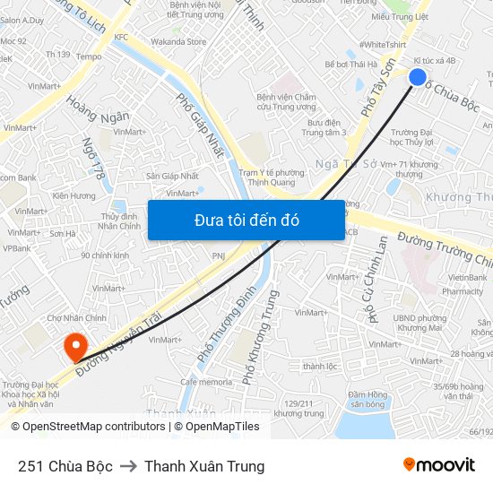 251 Chùa Bộc to Thanh Xuân Trung map