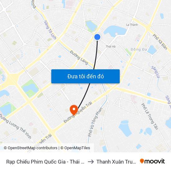 Rạp Chiếu Phim Quốc Gia - Thái Hà to Thanh Xuân Trung map