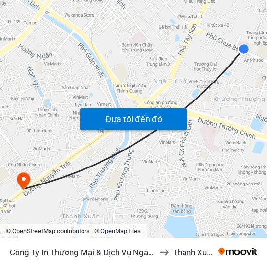 Công Ty In Thương Mại & Dịch Vụ Ngân Hàng - Số 10 Chùa Bộc to Thanh Xuân Trung map