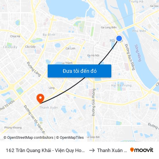 162 Trần Quang Khải - Viện Quy Hoạch Thủy Lợi to Thanh Xuân Trung map