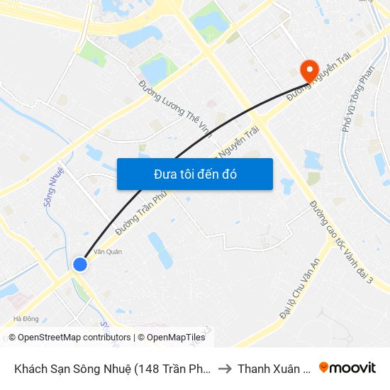 Khách Sạn Sông Nhuệ (148 Trần Phú- Hà Đông) to Thanh Xuân Trung map