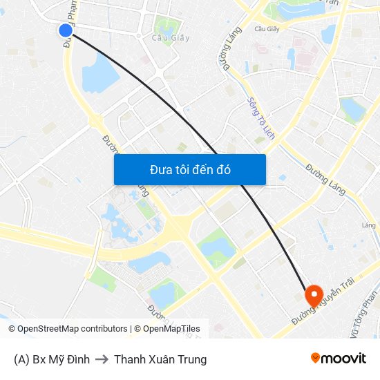 (A) Bx Mỹ Đình to Thanh Xuân Trung map