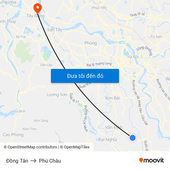 Đồng Tân to Phú Châu map