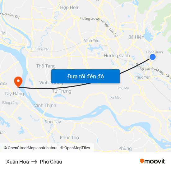 Xuân Hoà to Phú Châu map