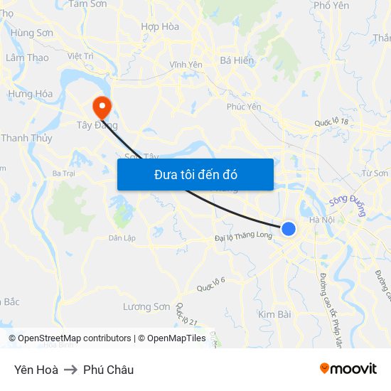 Yên Hoà to Phú Châu map