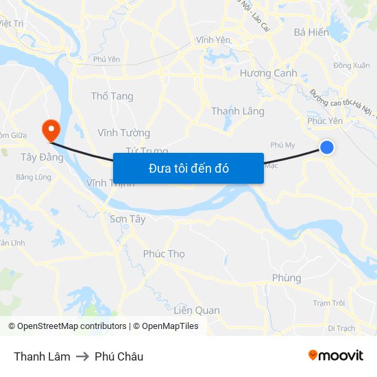 Thanh Lâm to Phú Châu map