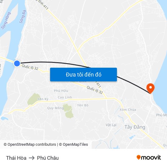 Thái Hòa to Phú Châu map