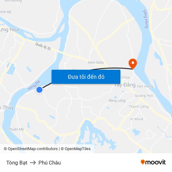 Tòng Bạt to Phú Châu map