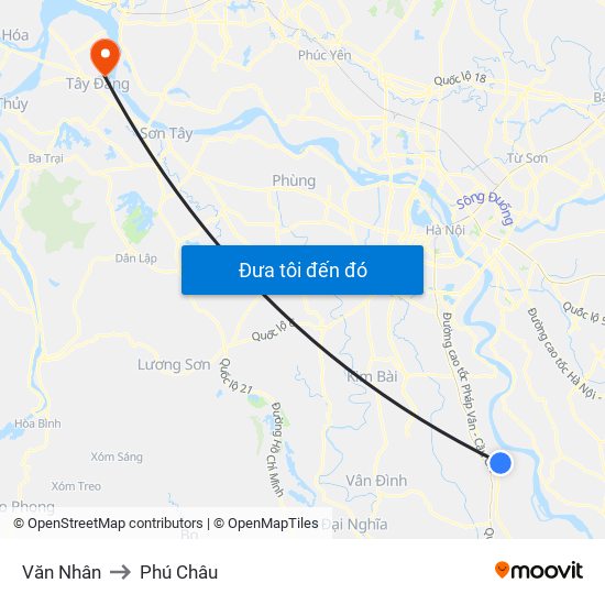 Văn Nhân to Phú Châu map