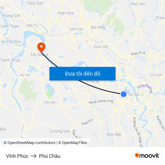 Vĩnh Phúc to Phú Châu map