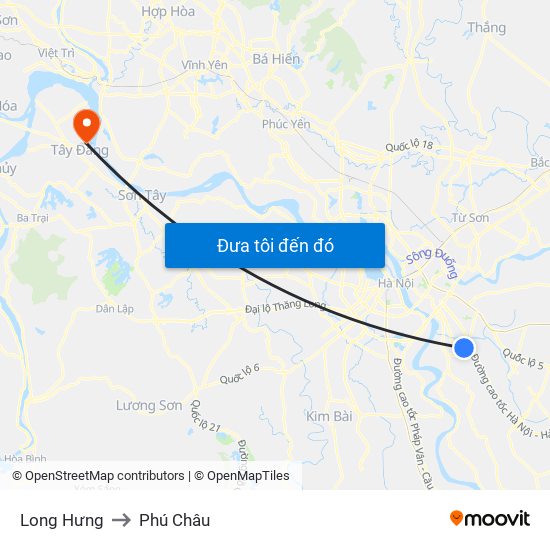 Long Hưng to Phú Châu map