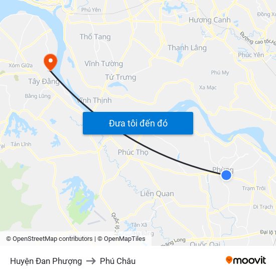 Huyện Đan Phượng to Phú Châu map