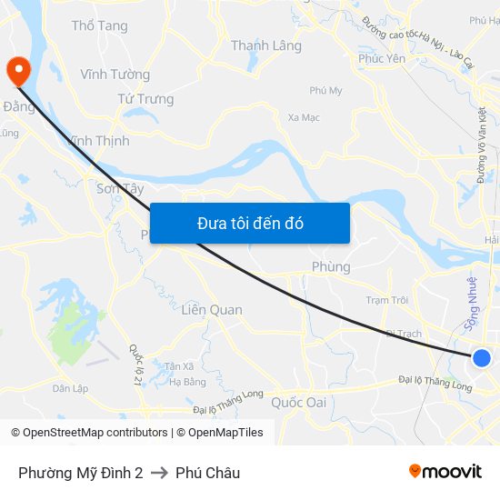 Phường Mỹ Đình 2 to Phú Châu map