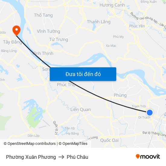 Phường Xuân Phương to Phú Châu map